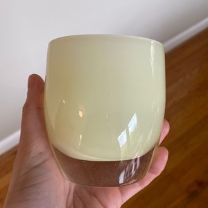 Lemon drop glassybaby with sticker